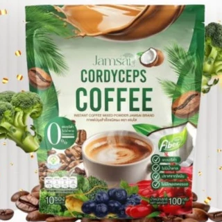 แท้💯☕กาแฟแจ่มใสห่อเขียว ไฟเบอร์แจ่มใส Jamsai Cordyceps Coffee fiber ☕️ ( ขนาด10 ซอง )