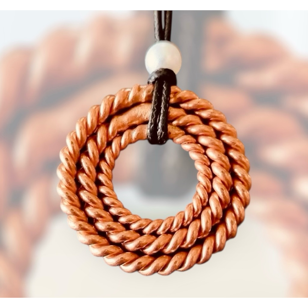 สร้อยคอTensor Ring ทองแดงแท้ แบบลายเกลียว เชื่อมติด(ใช่ทองแดงเชื่อม) งานทำมือวงเล็ก