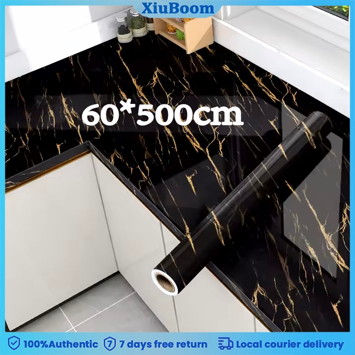 500cm.ห้องครัววอลล์เปเปอร์สติกเกอร์กาวอลูมิเนียมฟอยล์น้ํามันกันน้ําสติกเกอร์สําหรับเคาน์เตอร์ลิ้นชักตู้ชั้นวางของ Line