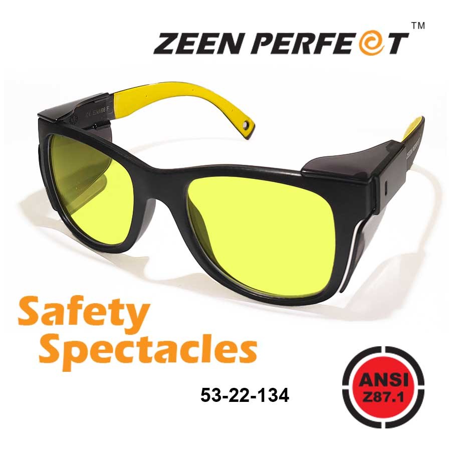 แว่น SAFETY ZEEN PERFECT SG1009 เปลี่ยนเลนส์ได้ พร้อมกระบังข้าง design Wayf มาตราฐาน ANSI Z87.1