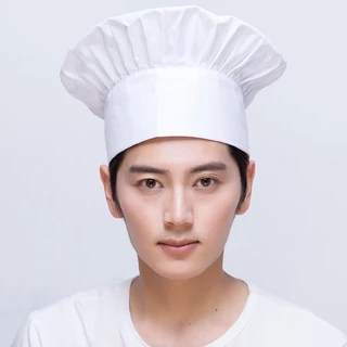 หมวกเชฟ หมวกทำครัว ทรงเห็ด จีบรอบ เหมาะสำหรับเชฟร้านอาหาร เชฟโรงแรม เบเกอรี่ ผ้าฝ้ายโพลีเอสเตอร์ ขนาดฟรีไซด์ พร้อมส่งไวจ