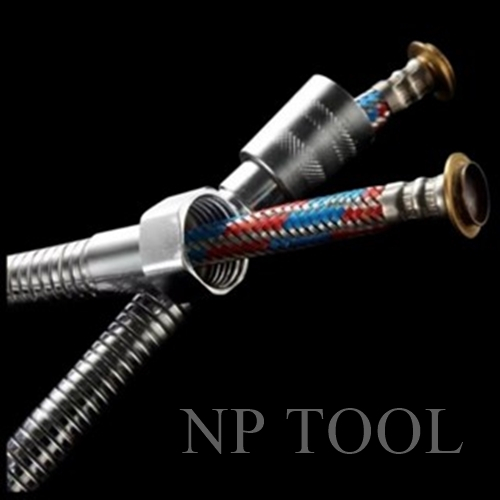 NP-412 สายฝักบัว2 ชั้น อาบน้ำ สายชำระ สายเครื่องทำน้ำอุ่นน้ำออกน้ำเข้า 2ชั้น มีลาย สแตนเลส 304