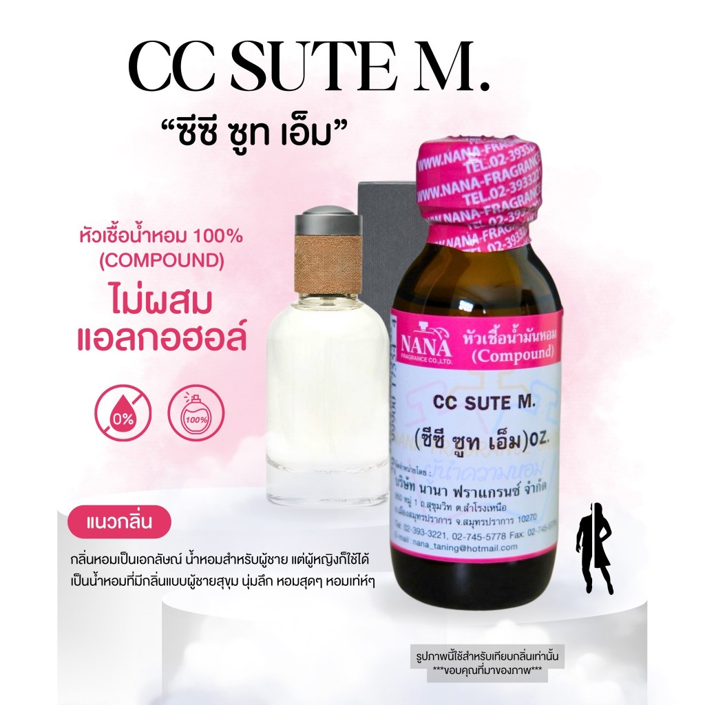 หัวเชื้อน้ำหอม 100% กลิ่นซีซี ซูท เอ็ม(CC SUTE M.)
