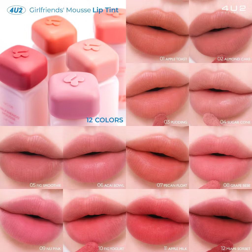 4U2 GIRLFRIENDS' MOUSSE LIP TINT - ทินท์มูส ลิปสติกเนื้อมูส ลิปสติก 4U2 ลิปติดทน ลิป4U2 lip4u2
