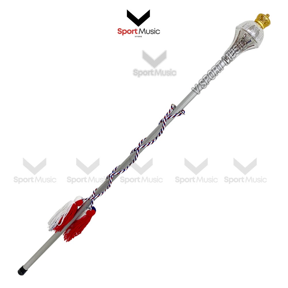 ไม้คฑา ไม้ดรัมเมเยอร์ หัวเงิน รุ่น Silver-A พู่สี ยอดมงกุฏ ขนาด 105 - 155 cm -ดรัมเมเยอร์ ไม้กีฬาสี