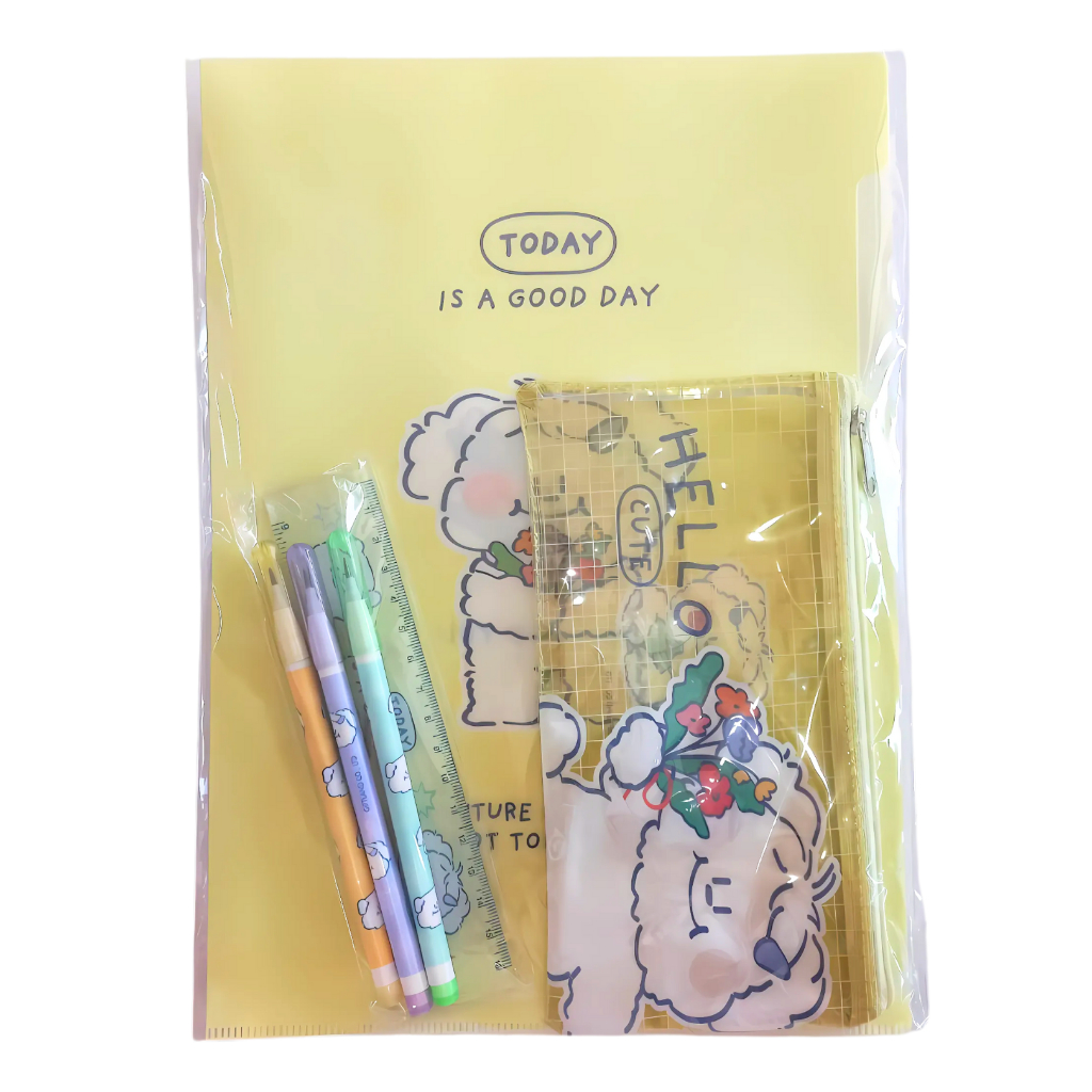 แฟ้ม A4 เซ็ท 4 สี Happiness/Good Day/Music/Coffee พร้อมซองซิปดินสอบรรทัดจาก Kcraft