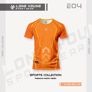 LONG YOUNG เสื้อกีฬา พิมพ์ลายหน้าเดียว คอกลม เสื้อออกกำลังกาย ชุดออกกำลังกาย รุ่น //E04