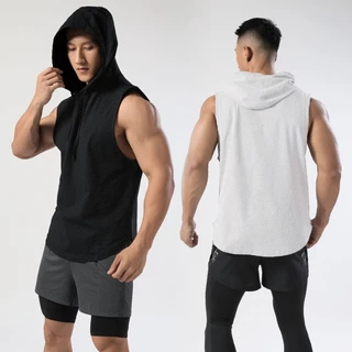 AP Stores เสื้อกล้าม แขนกุด มีฮู้ด แบบบาง แฟชั่นฤดูร้อน สไตล์หล่อเท่ สไตล์เกาหลี สําหรับผู้ชาย LZ-SY1001