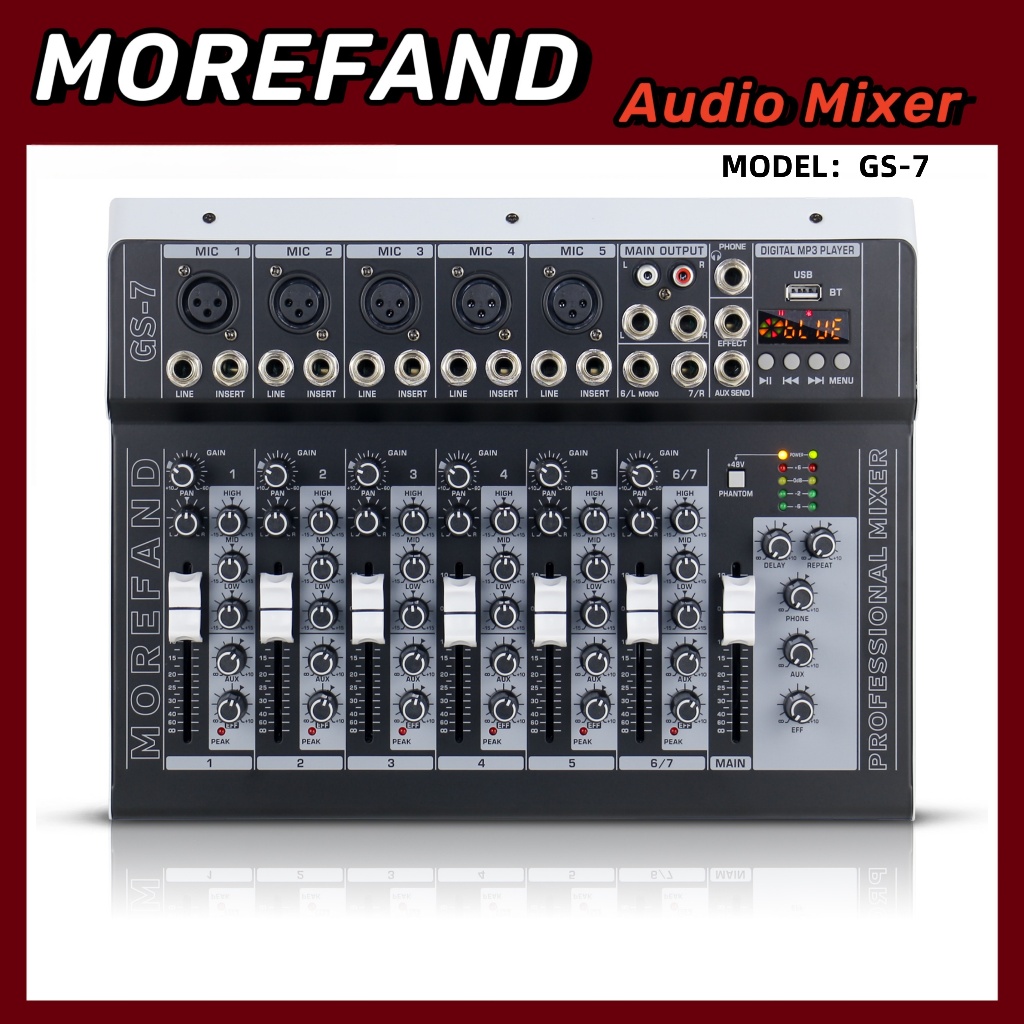 COD-GS7 99DSP ช่องโทนเสียง GS7 MIXER มาพร้อมกับ Equalizer 99 DSP Effecter รองรับการเล่น Bluetooth / 
