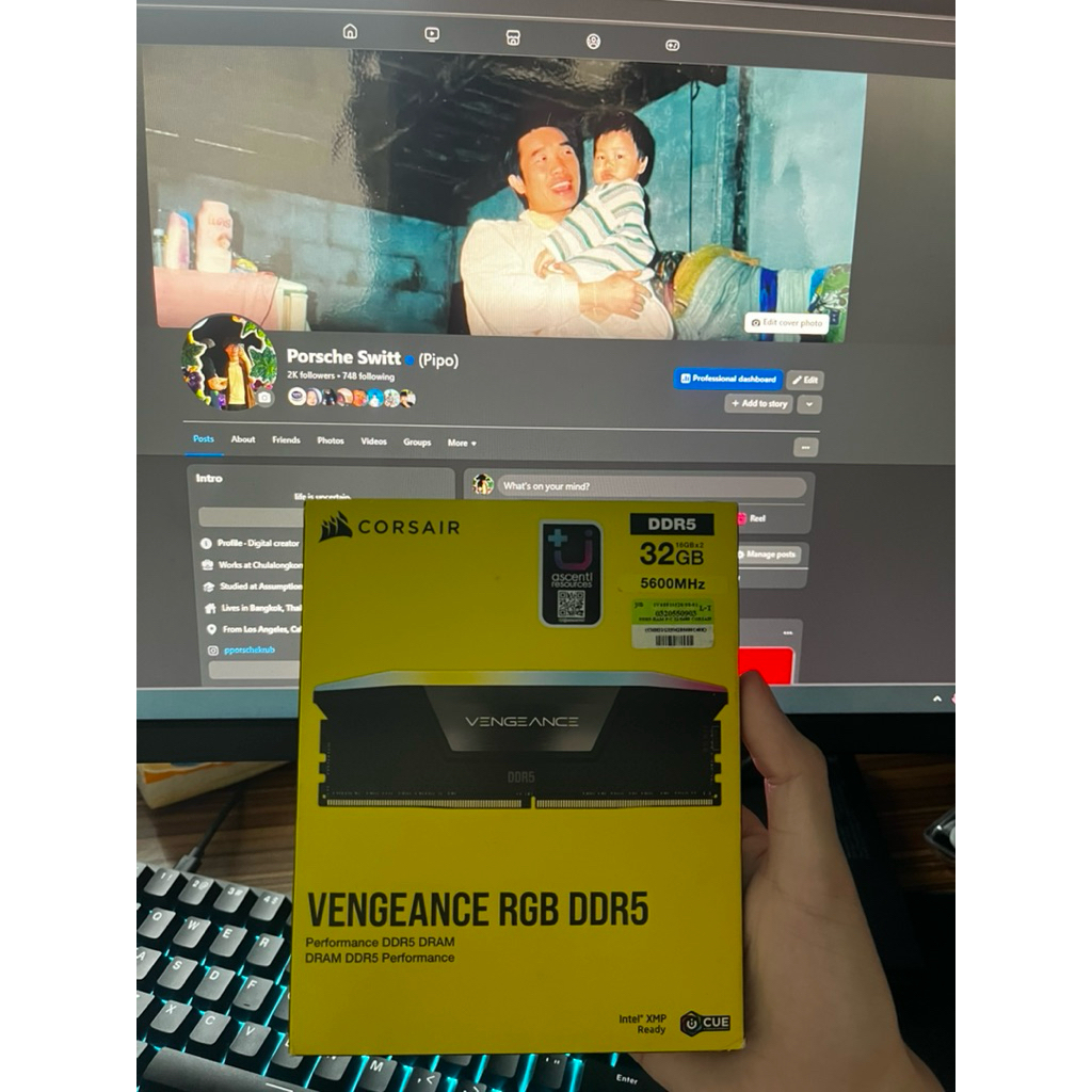 แรม 32GB(16x2) Corsair Vengeance RGB DDR5 5600MHz มือสองสภาพใหม่ๆดีๆ