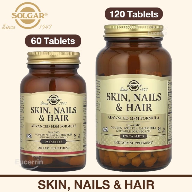 พร้อมส่ง!! Solgar Skin Nails & Hair Advanced MSM Formula 120 Tablets บำรุงผม ผิวและเล็บ