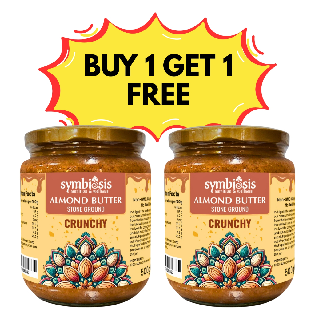Symbiosis | Almond Butter Crunchy (185g/500g) (Promotion Buy 1 Get 1 )