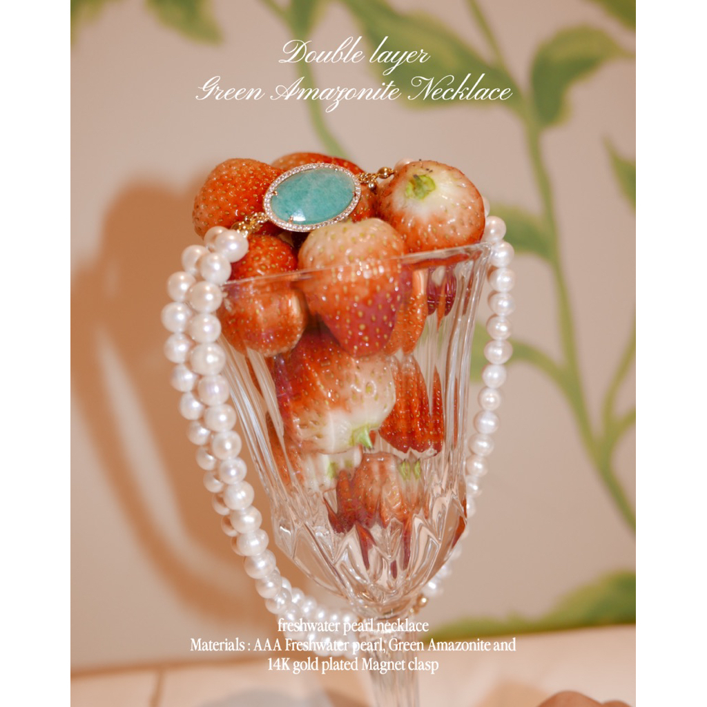 Valleydarley – Double layer Green Amazonite freshwater pearl necklace ราคา ถูกที่สุด ดีลบีเคเค แกลเลอรีภาพที่ 8
