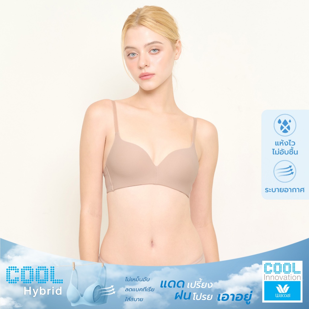Wacoal Cool Innovation บราไร้โครง ฟองน้ำบาง 10 มิล รุ่น WB5X90 สีเบจ (BE)
