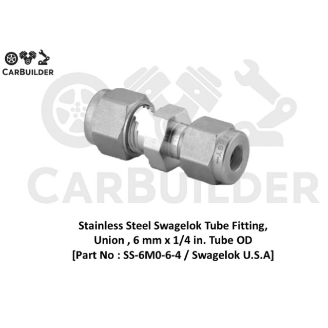 ข้อต่อยูเนียน Swagelok ท่อ 6 มม. x 1/4 นิ้ว Swagelok SS-6M0-6-4 | Union, 6 mm Tube OD x 1/4 in. Tube