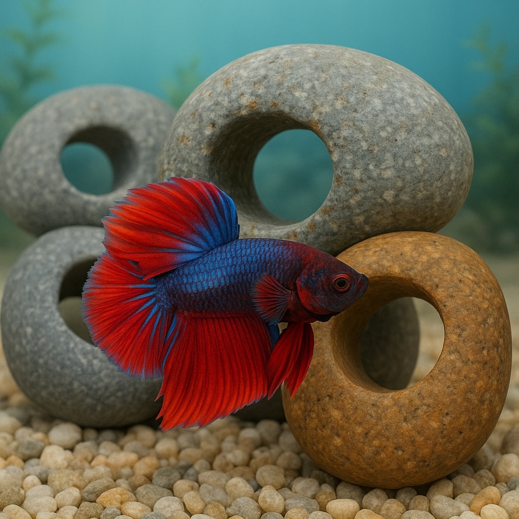 หินแม่น้ำเจาะรูธรรมชาติสำหรับตู้ปลา Natural River Stone Tunnel for Betta Fish
