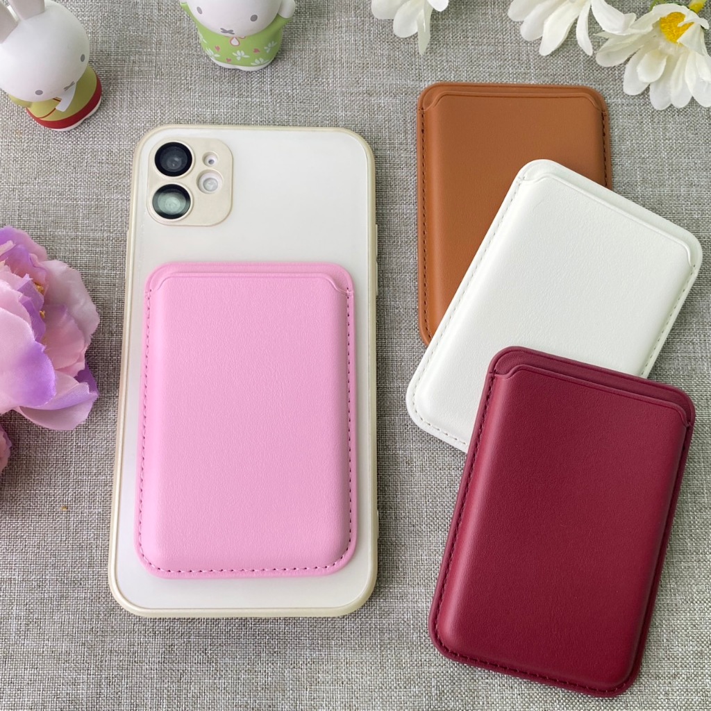 ที่ใส่บัตร แบบหนัง ใช้กับเคสแม่เหล็ก มินิมอล มีให้เลือกหลายสี ร้านไทย ส่งไว