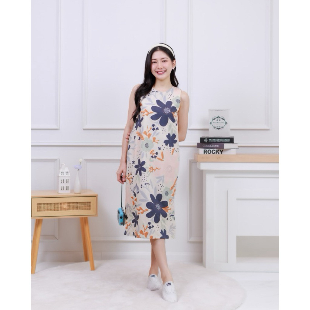 ส่งต่อ ชุดเดรส Little.clothest maxi dress สภาพดี เดรสแขนกุดยาว เดรส ชุดผู้หญิง มาริเมกโกะ marimekko 