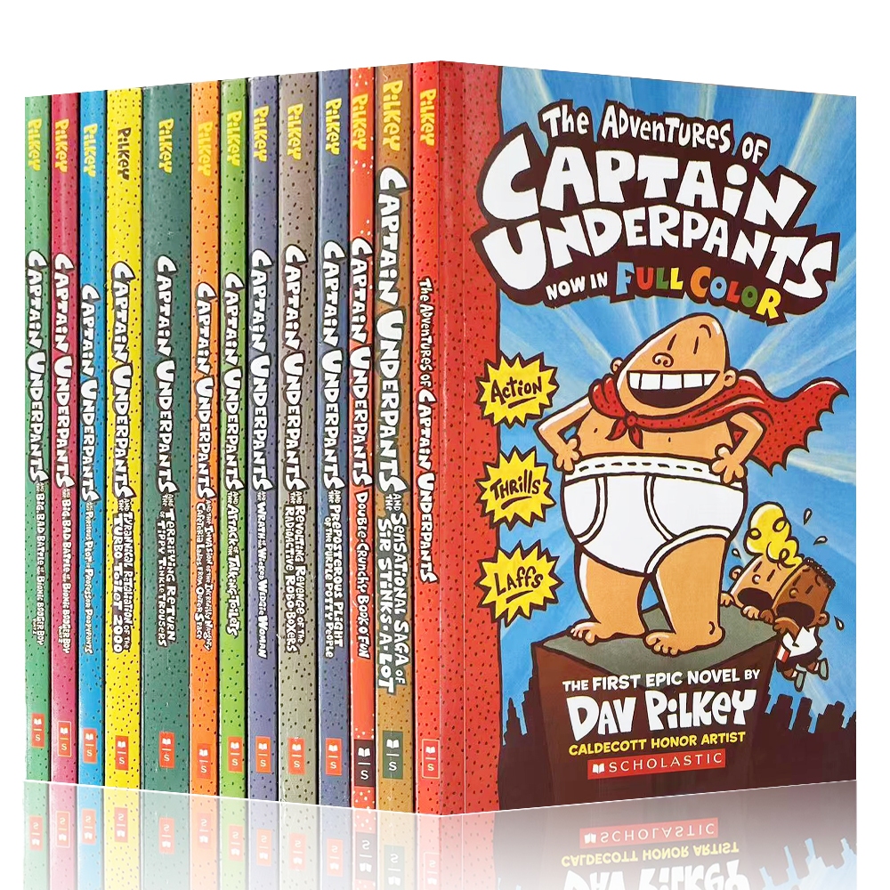 13books Captain Underpants English Chapter Color Comic Book for Kids Reading Humorous Story Books