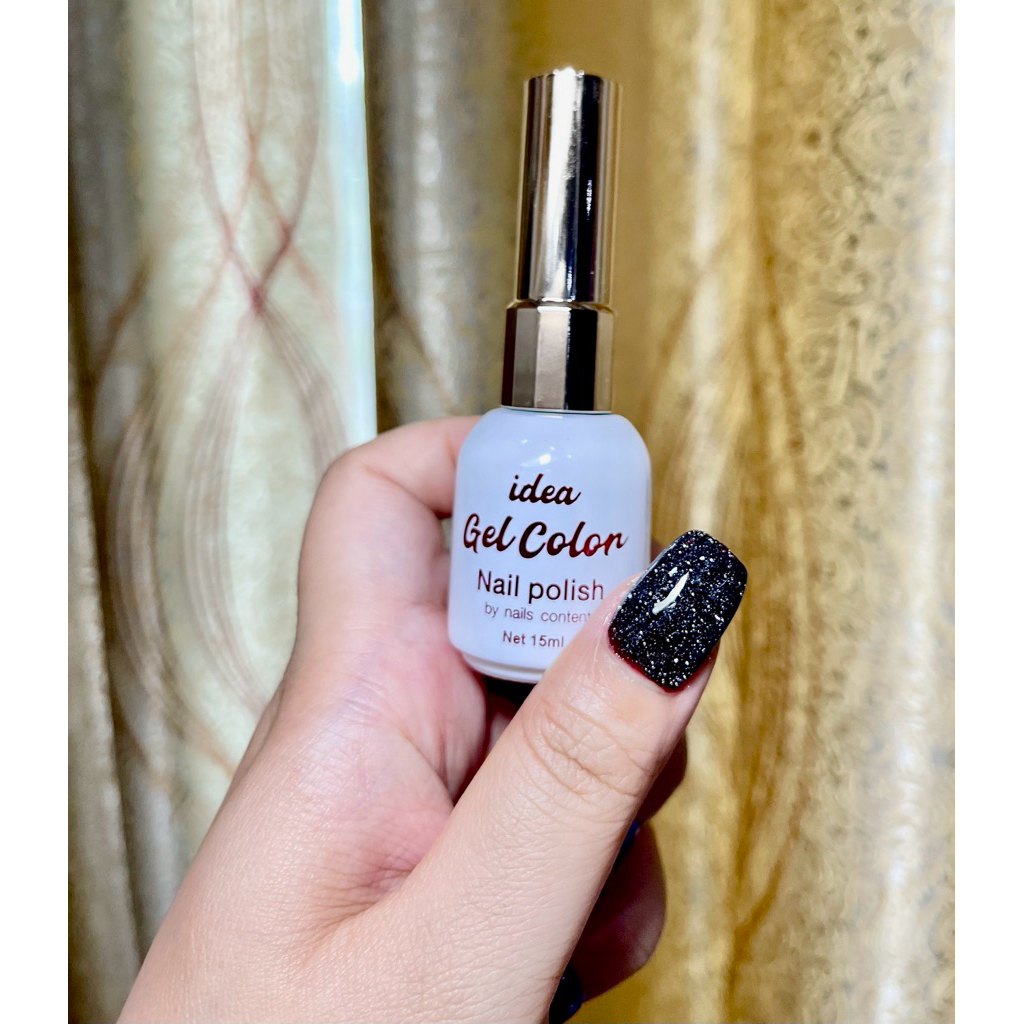 สีเล็บเจล idea gel Black Daimond color สีแฟลชดำ สีทาเล็บสีสวย