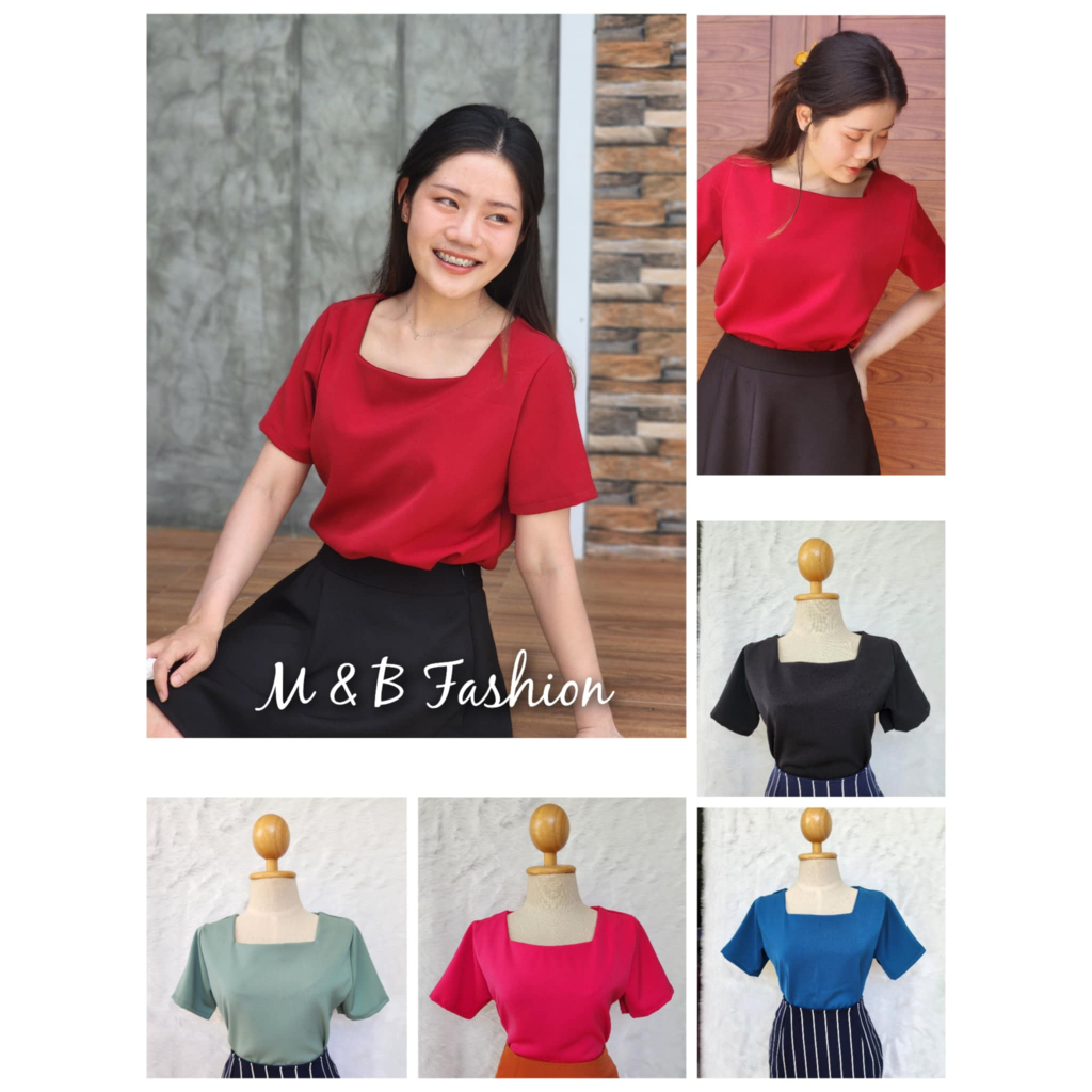 ☂️เสื้อคอเหลี่ยม129฿เสื้อทำงานแฟชั่นใส่ได้ทุกโอกาส