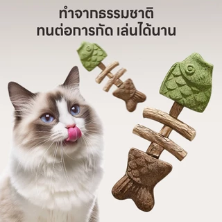 yoyopet : 3in1 แคทนิปก้างปลา ไม้มาทาทาบิ หญ้าแมว ขัดฟัน ฟิน ขับก้อนขน ของเล่นแมว แมวฟิน