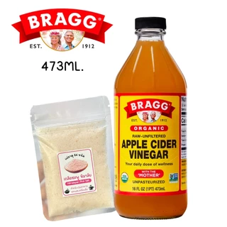 Apple Cider Vinegar Bragg แอปเปิ้ลไซเดอร์ มีขนาดแบ่งทดลอง ตกตะกอนทุกขวด แถมเกลือชมพูทุกขวด