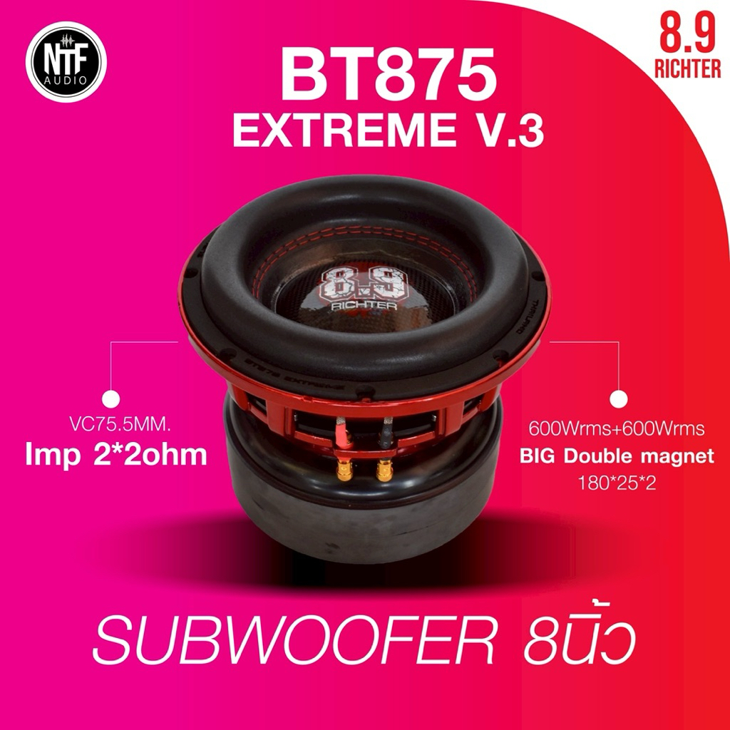 8.9ริกเตอร์ BT875EX V.3 ซับวูฟเฟอร์ 8นิ้ว 1200วัตต์