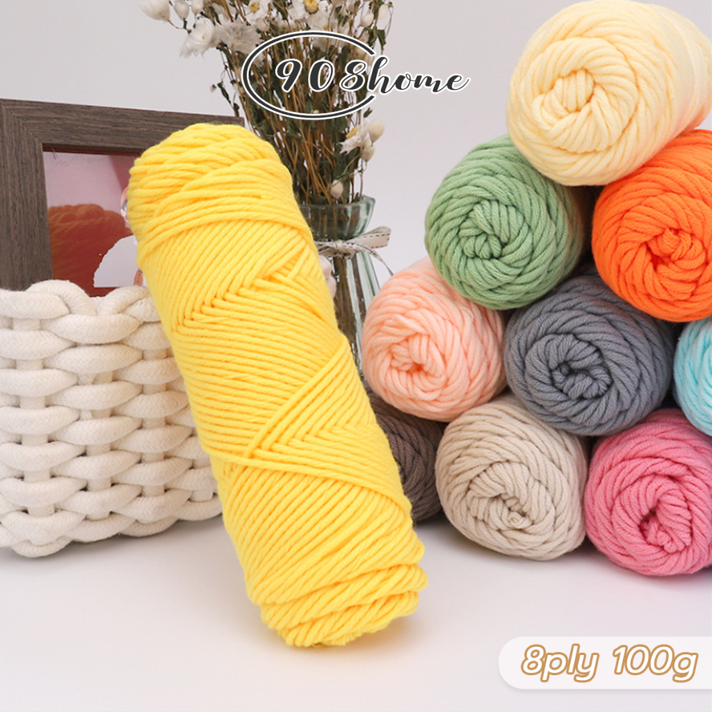 ไหมพรมคอตตอนนม  milk cotton yarn 8ply น้ำหนัก100กรัม ถักลื่นไม่คัน เหมาะใช้ถักผ้าพันคอ