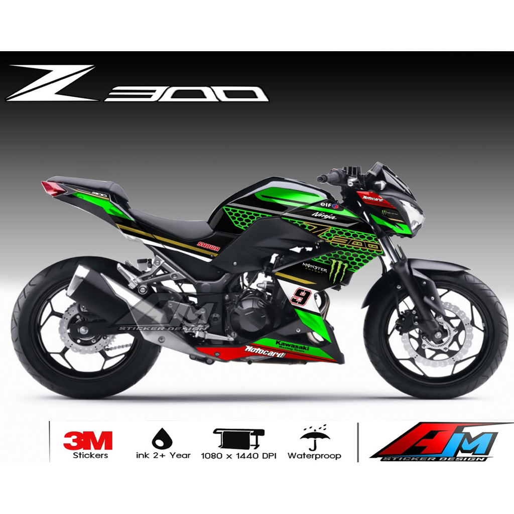 (Mr.AM) ชุดสติ๊กเกอร์ [เกรด Basic] Kawasaki Z300 (M.)