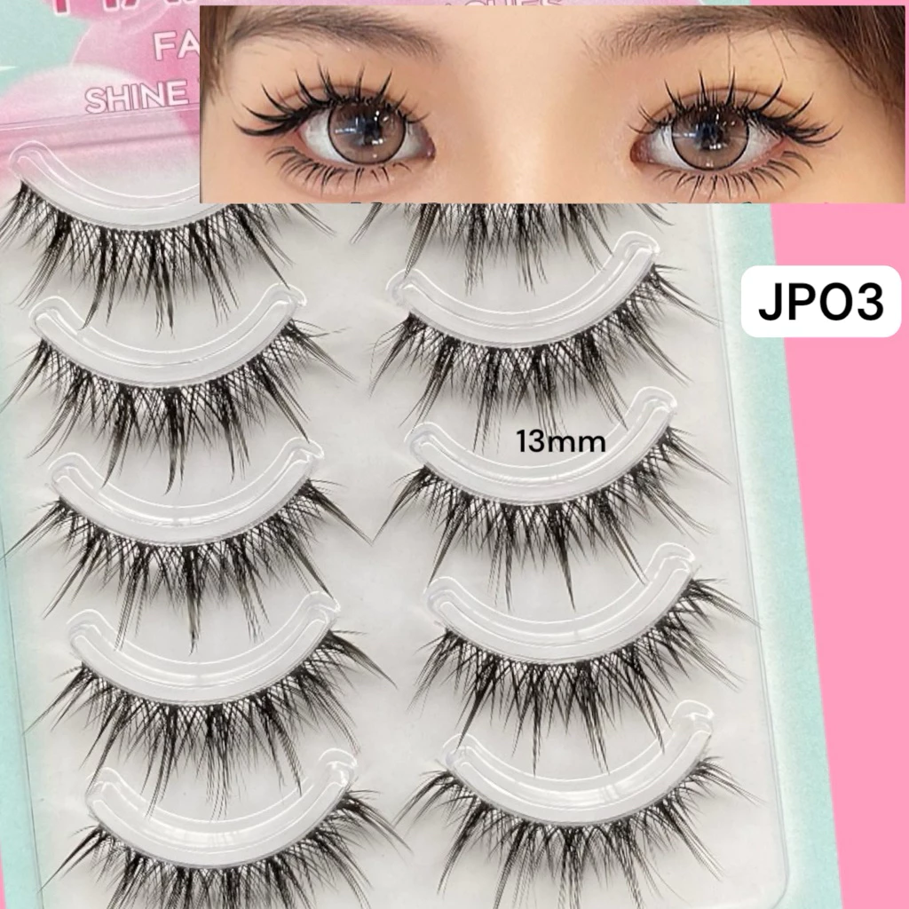ขนตาปลอม makemyeye แกนใสแบบหนา JPO3 eyelashes ขนตาแกนใส 5 คู่ เครื่องสำอาง