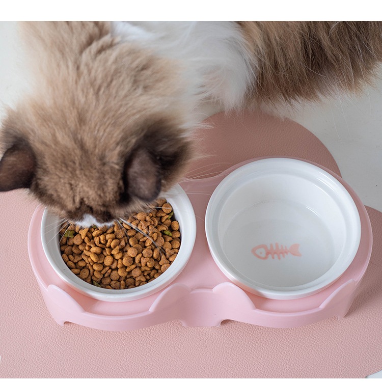 Coco-petชามแมวเซรามิกคู่, ชามน้ำ, ป้องกันกระดูกคอ, ชามอาหารแมว, ชามน้ำ, ชามสัตว์เลี้ยง (ใช้ได้ทั้งแมวและสุนัข) รูปที่ 8