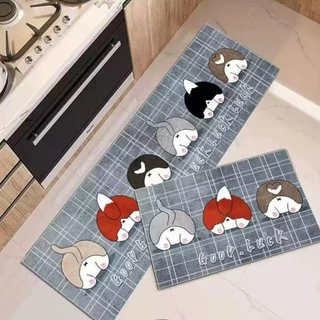 Kitchen mat set เช็ตพรมปูห้องครัว ดักฝุ่น ดักเศษอาหารต่างๆ ตกแต่งห้องครัว ดูดซับน้ำได้ดี แห้งเร็ว