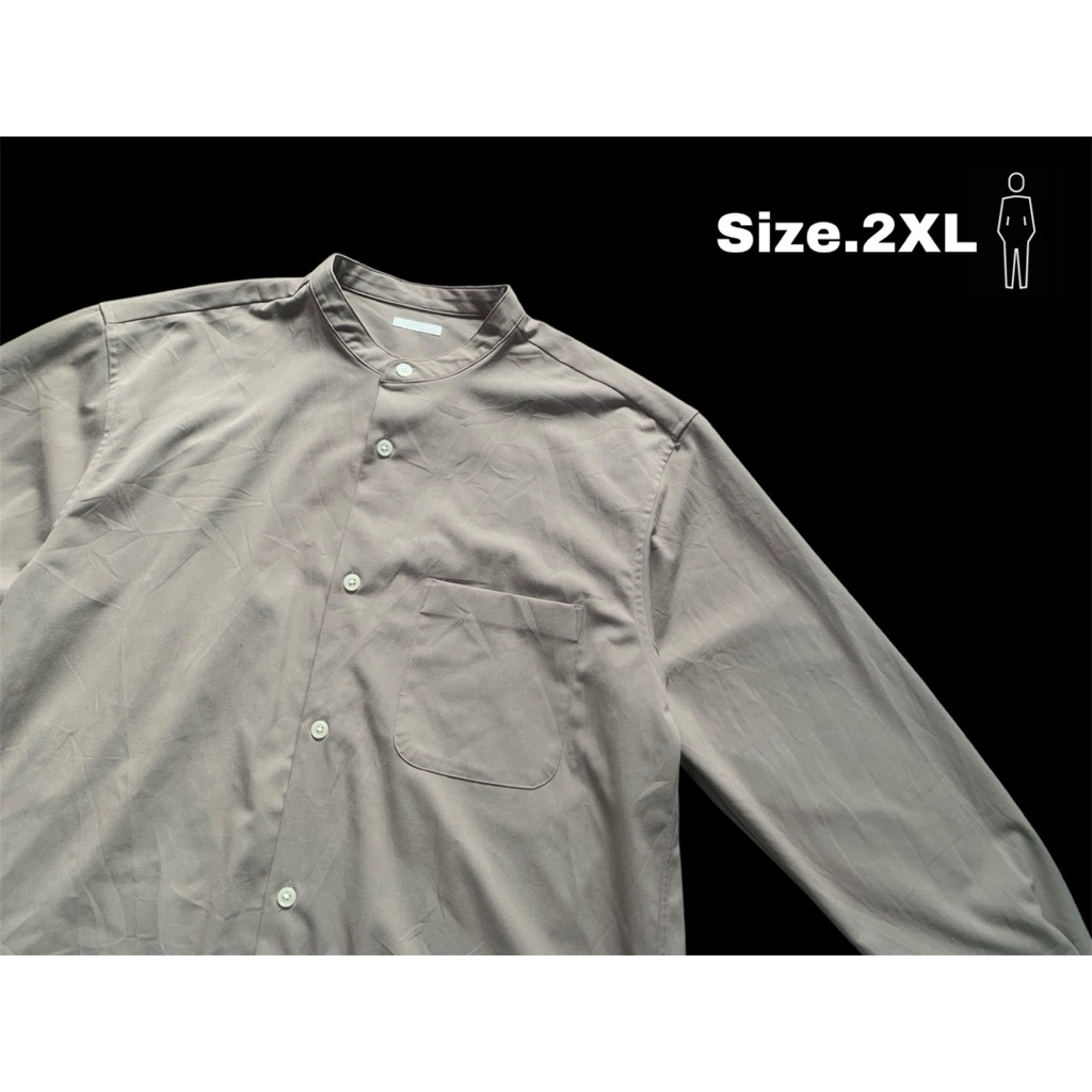 GU เสื้อมือสอง เสื้อยืดคอจีนแขนยาว เสื้อเชิ้ตแขนยาวแต่งสุภาพ/เรียบๆ