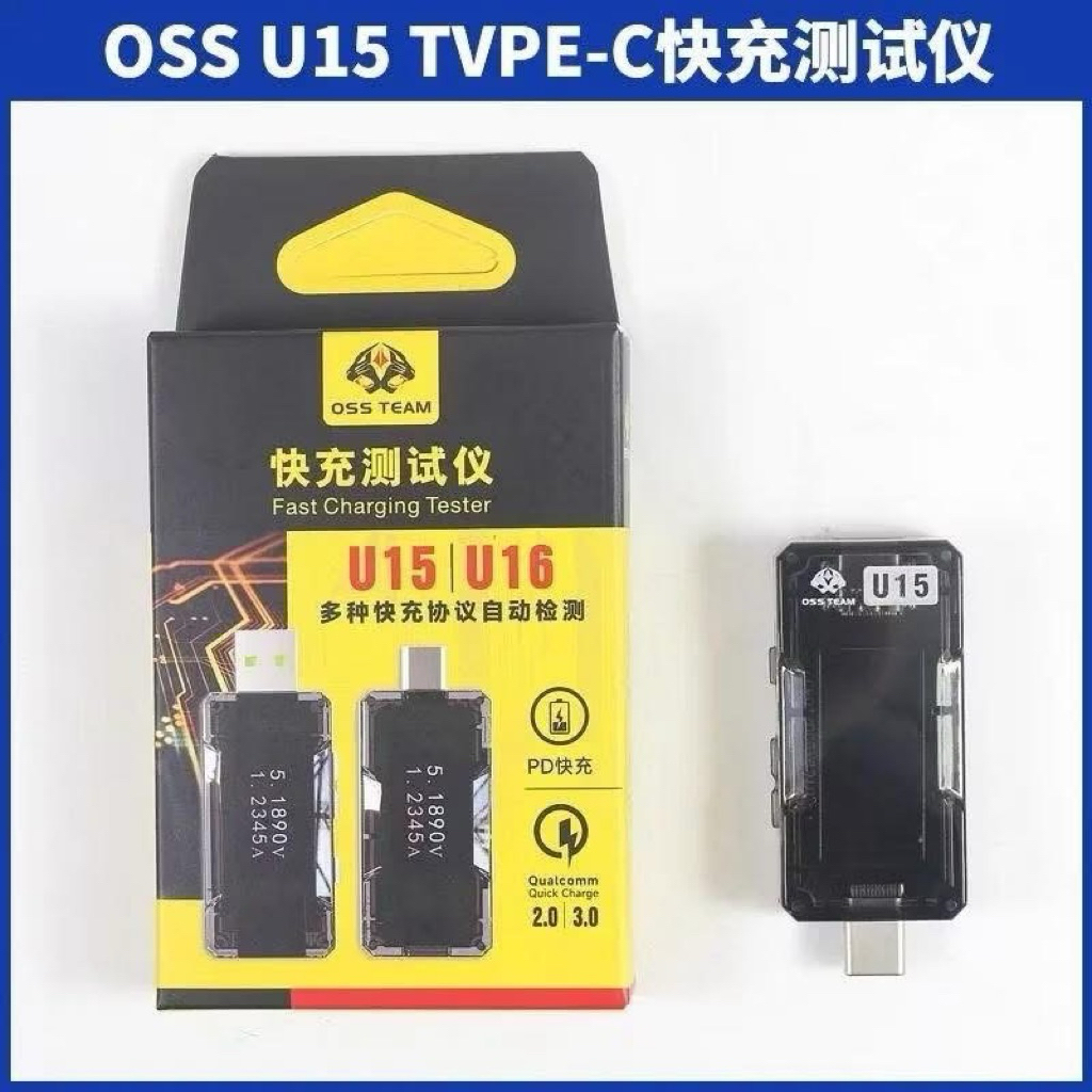 OSS U15เครื่องทดสอบการชาร์จอย่างรวดเร็ว 12A 600W Type-C เครื่องวัดแรงดันไฟฟ้าเครื่อง