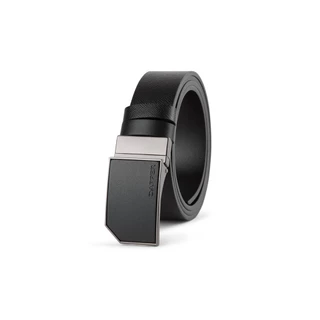 DAPPER เข็มขัดหนังแท้ Snip Corner Plaque Buckle Belt แบบใส่ได้ 2 ด้าน สีดำ (BBC/BK/1287PG4)
