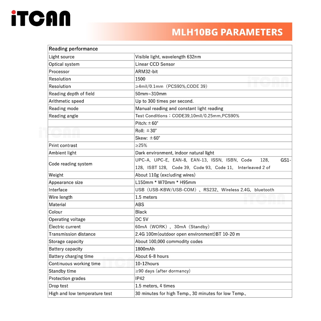 สแกนเนอร์ เครื่องอ่านบาร์โค้ด MLH10BG เครื่องสแกนบาร์โค้ด 1D iTCAN เครื่องยิงบาร์โค้ด ไร้สาย BT ราคา ถูกที่สุด ดีลบีเคเค แกลเลอรีภาพที่ 8