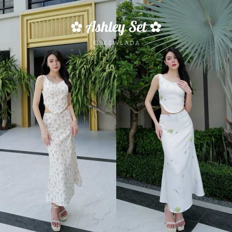 เซต 2 ชิ้น เสื้อ+กระโปรง พิมพ์ด้วยลายดอกไม้