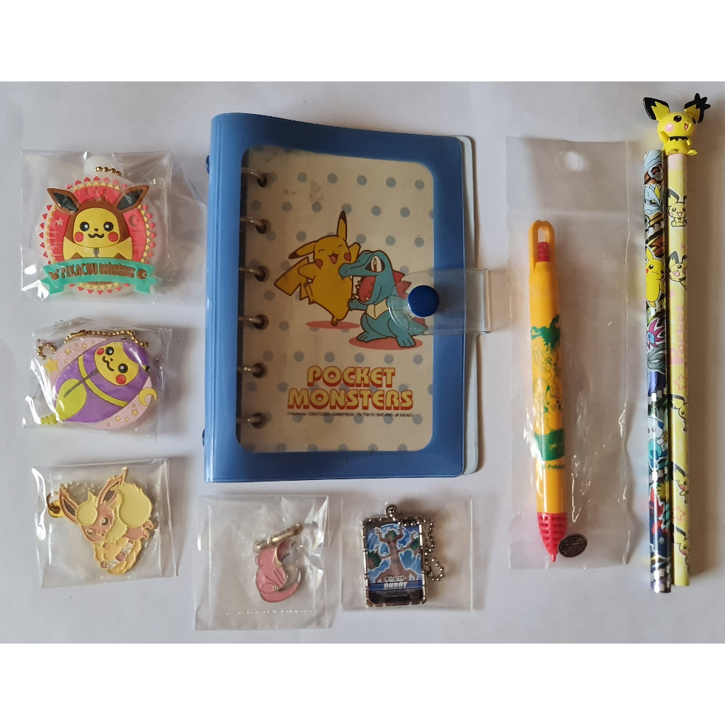 Pokemon Rubble Aluminum KeyChain 3DS pencil Book Sticker Ornament Japan x 9 Japan ลิขสิทธิ์แท้ มือสอ