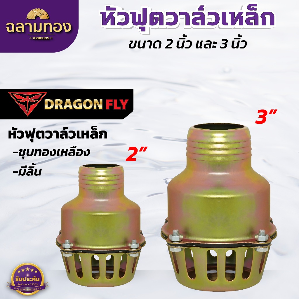หัวฟุตวาล์วเหล็ก ชุบทองเหลือง มีลิ้น ขนาด2,3 นิ้ว วัสดุอย่างดี หัวกะโหลกดูดน้ำ