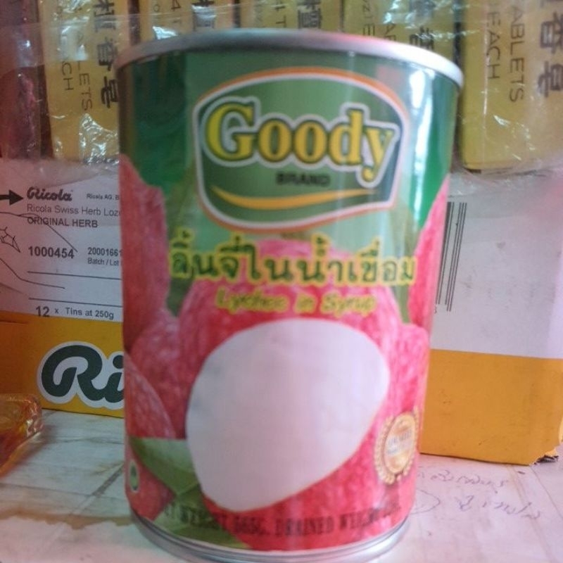ลิ้นจี่กระป๋องในน้ำเชื่อ (รูปแรก) ตรา Goody รุ่นคัดพิเศษ เกรด AAA คุณภาพส่งออก