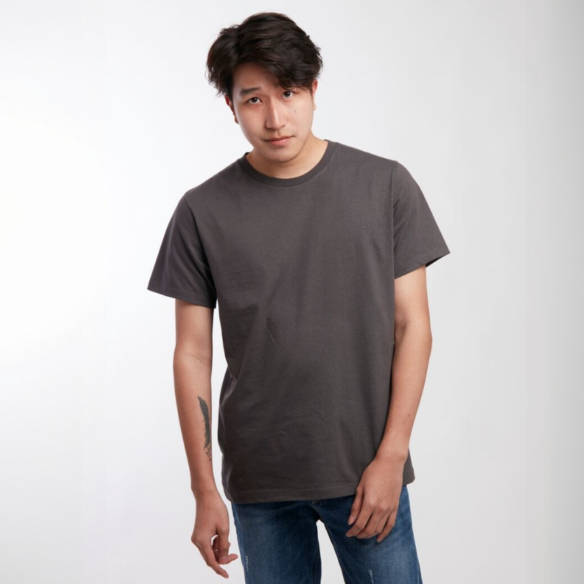 ถูกสุด! SuperBirds เสื้อยืดสีพื้น คอกลม-คอวี สีเทาเข้ม 100% Cotton Dark Shadow T-Shirt *แท้ไม่ผสมโปลี เสื้อคอตตอนแขนสั้น