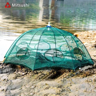 Mitsushi ตาข่ายดักปลา ตาข่ายดักกุ้ง ดักปลา มุ้งดักปลา อุปกรณ์ตกปลา ที่ดักปลา ตาข่ายดักปลา 4 6 8 10ช่อง Shrimp trap net