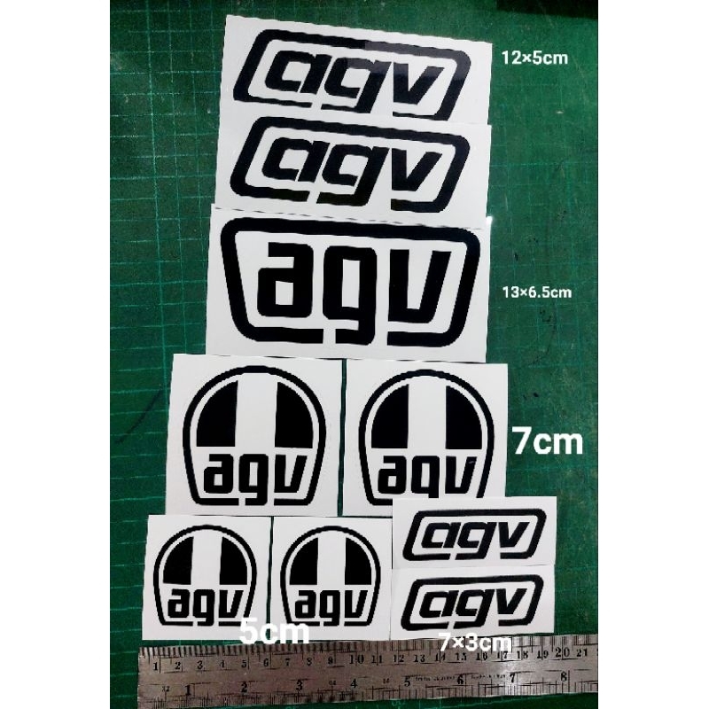sticker agv ดำ พื้นขาว ชุด 9 ชิ้น