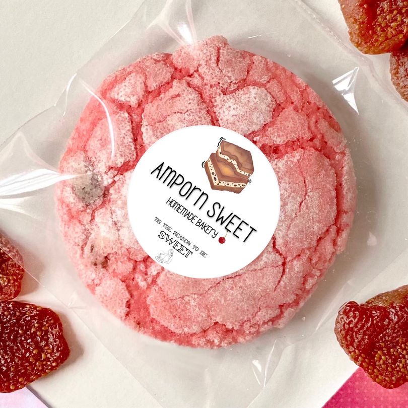 (ขั้นต่ำ5ชิ้น คละได้ทั้งร้าน) คุกกี้สตรอว์เบอรรี่หน้าแตก Strawberry Crinkle Cookies