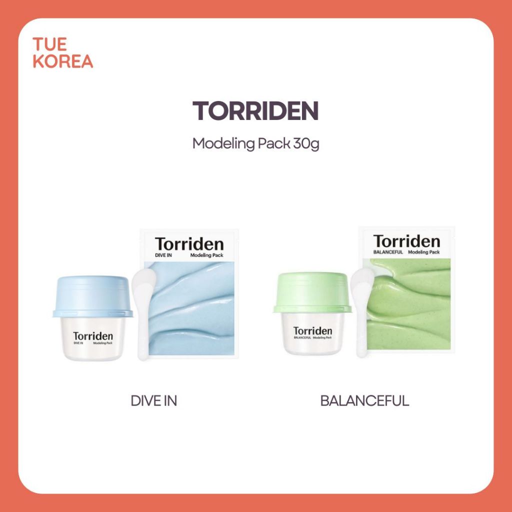 พร้อมส่ง/แท้ มาส์ก Torriden Modeling Pack Mask 30g - Balanceful สูตรสีเขียว / Dive in สูตรสีฟ้า