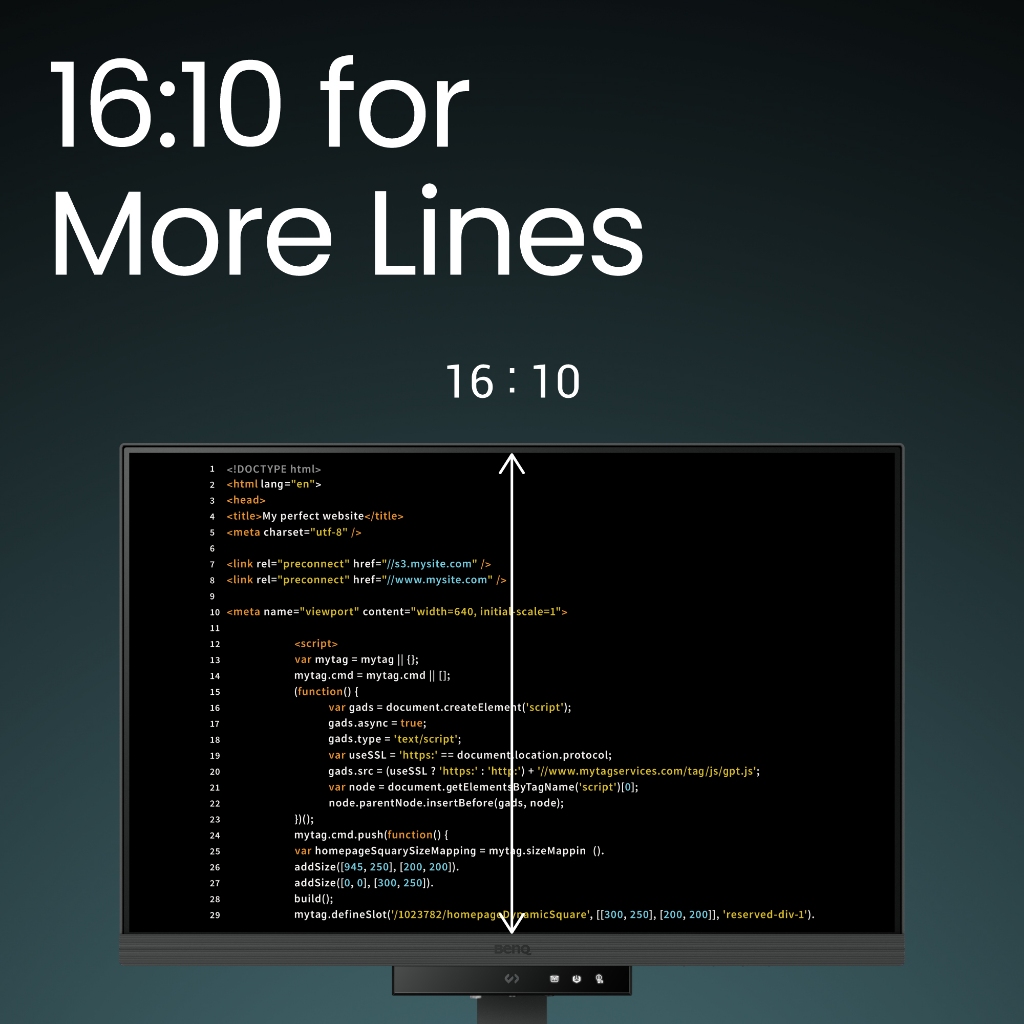 BenQ RD240Q IPS 24.1นิ้ว 2K WQXGA BenQ Programming Monitor (Ultimate Coding Experience)