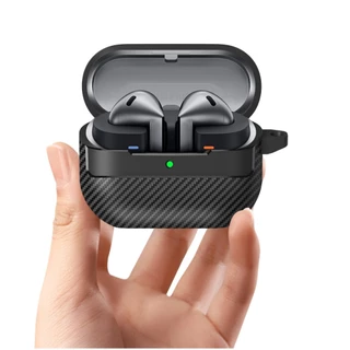 เคส Samsung buds3 / buds 3 pro / buds3 FE เคฟล่าร์ ลายคาร์บอนไฟเบอร์ ฝาครอบ คลิปล็อค พร้อมที่คล้อง (Model.24-7)