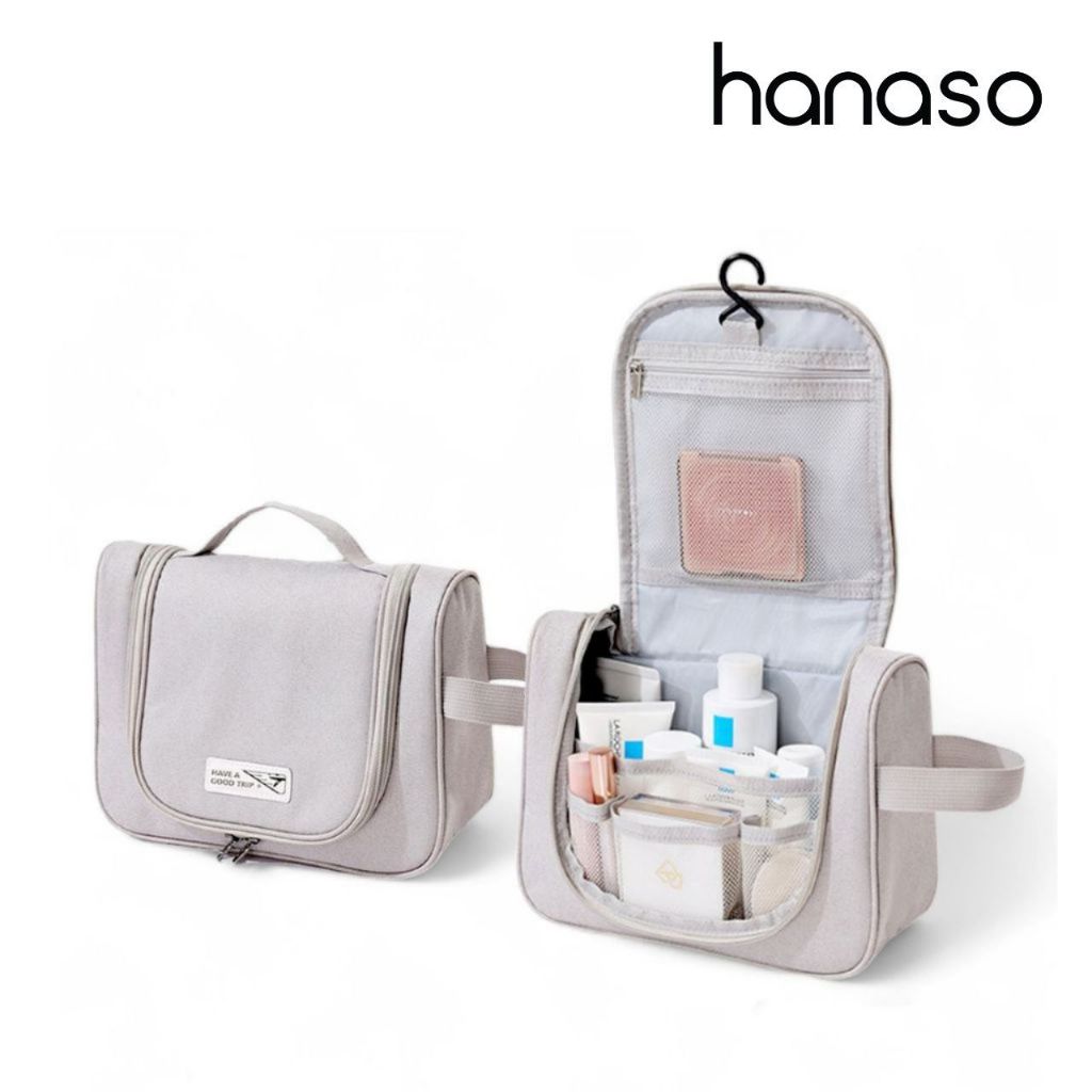 Hanaso กระเป๋าแขวนอาบน้ำ กระเป๋าจัดระเบียบ กระเป๋าห้องน้ำ เดินทาง พกพา ชุดเดินทาง ถุงอาบน้ํา  ขนาด 24x18cm. Toiletry Bag