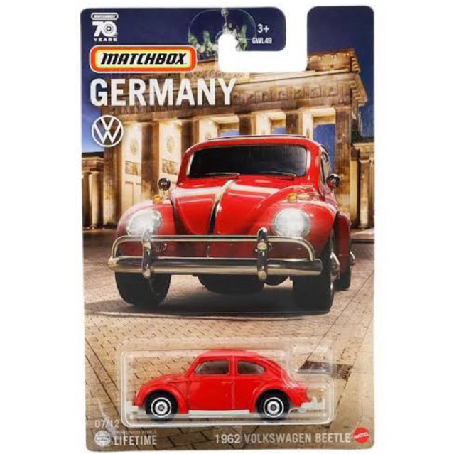 Matchbox Germany 1962 Volkswagen Beetle Red/Blue